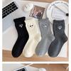 5 Pairs of Female Spring and Autumn Lovely Sweet Bubble Mouth Lace Eyes Expression In The Tube Pile Socks