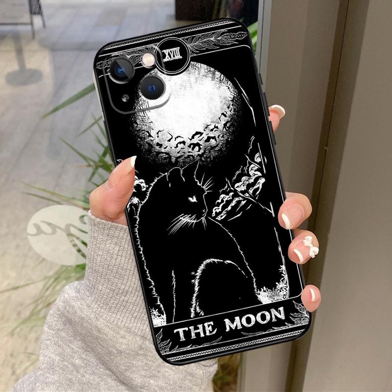 Moon Tarot Witch Cat Phone Case For iPhone 16 15 14 Pro Max 11 12 13 Pro Max Mini XR 16 15 Plus 16e Back Cover