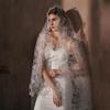 V311 White Lace Bridal Veil: Single-Layer, High-End Influencer Photo Prop
