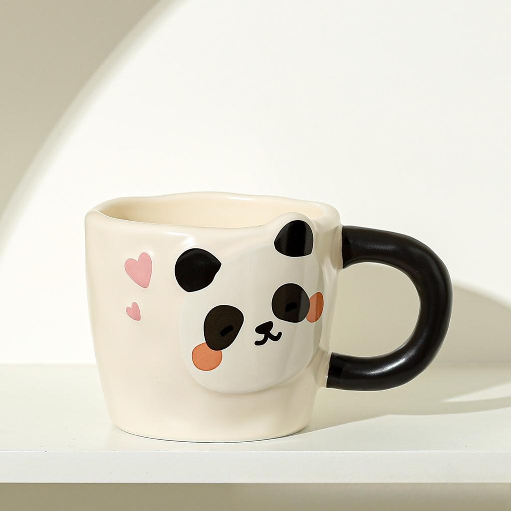 Niedliche Panda-Tasse mit Löffel, Paartasse, Haushaltswassertasse, hochwertige Keramiktasse, Souvenir-Kaffeetasse