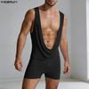 INCERUN Men Sleeveless Deep V Fitted Bodysuits One Piece Jumpsuits Underwear