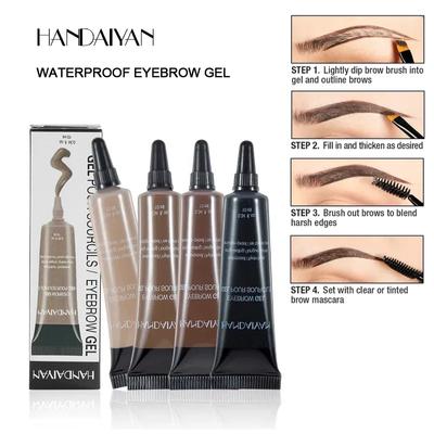HANDAIYAN - Juego de 6 pinceles de maquillaje para tinte de cejas, resistentes al agua, color marrón, crema colorante para cejas, maquillaje cosmético
