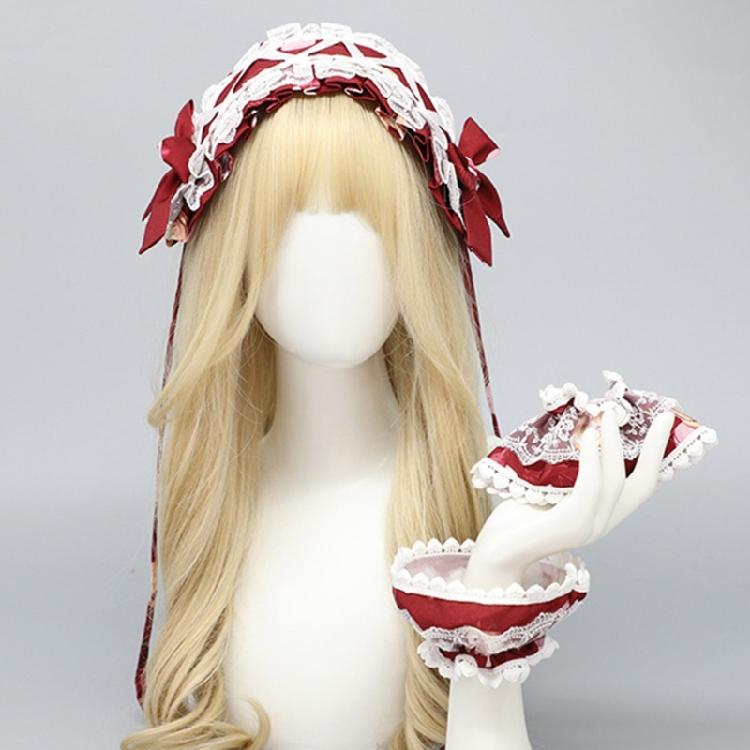 Stilvolles Spitzen-Haarband Armstulpen Anime-Maid-Kostüm Requisiten Kopfschmuck Für Damen Teenager Japanische Animation Event Kopfstück