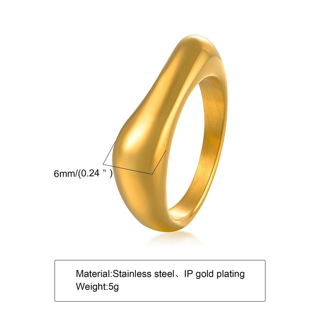 Gold Color Stainless Steel Women Rings,Chic Irregular Metal Finger Bands Jewelry, Minimalist Birthday Party Gift To Her