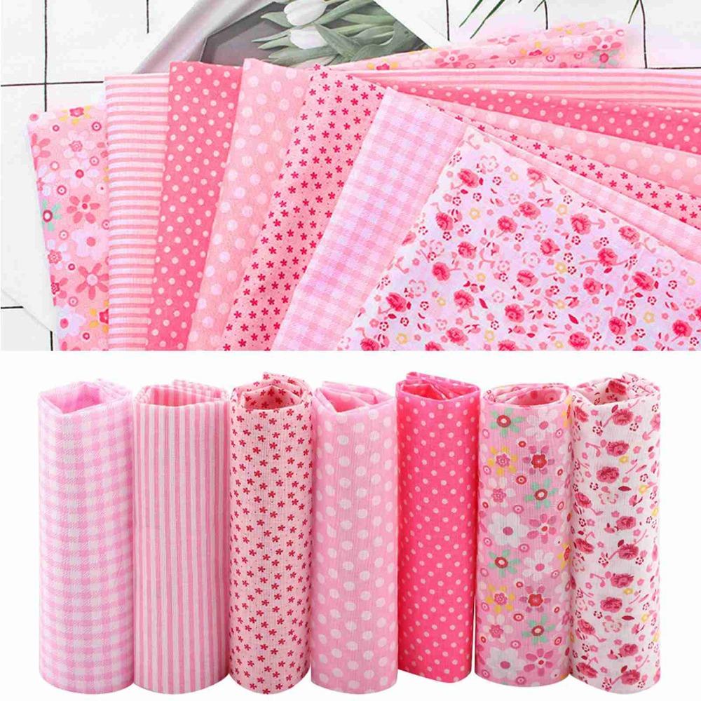 7Pcs Pure Cotton Material Fabric Bundle 50*50cm Square Size Pre-cut Fabric Dorm Bedding Making