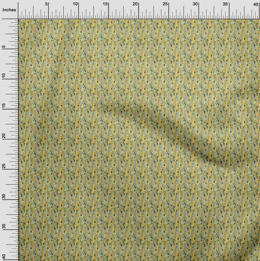 oneOone Cotton Flex Dark Mustard Fabric Floral Fabric For Sewing Printed Craft Fabric By The Yard 40 Inch