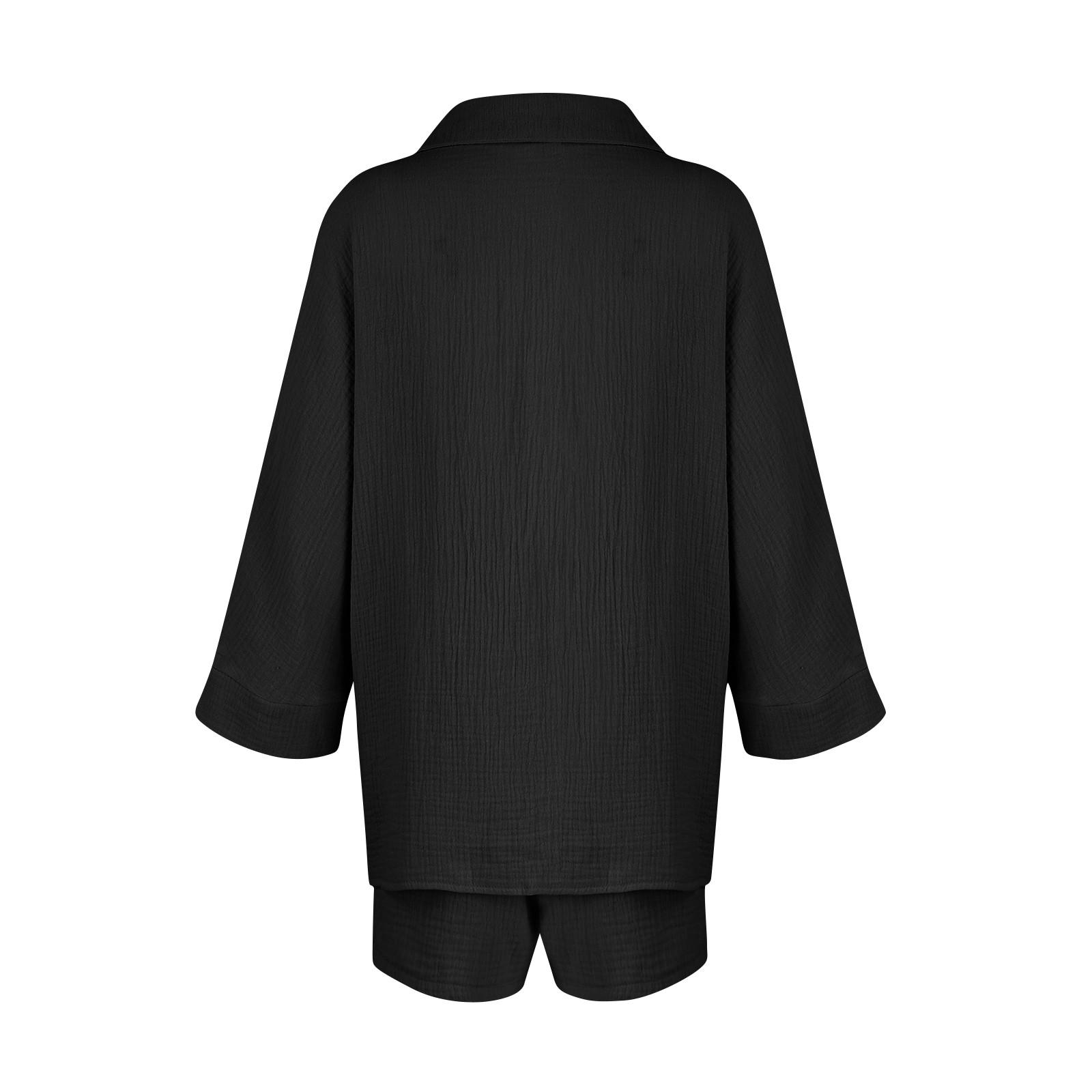 Женские хлопковые льняные пижамы с длинными рукавами — фото 5