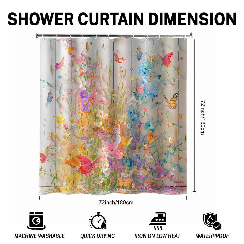 Colorful Butterfly Shower Curtain - Romantic Design, Ideal for Nature Lovers, Perfect Bathroom Decor Gift for Friends & Family