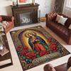 Virgin Mary Theme Crystal Velvet Rug Personalized Custom Name Text Soft Floor Mat Home Decor