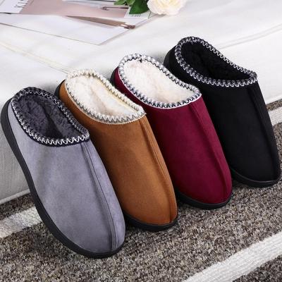 Mode Crestar Winter Baumwollpantoffeln Herren Pelz Plüsch Hausschuhe mit Memory-Schaumstoff Neu Wildleder Pantoletten Indoor Outdoor Rutschfest Herrenschuhe