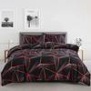 Black Red Geometric Duvet Cover Queen 3D Three Dimensional Geometrical Bedding Set Modern Abstract Neon Line Comforter Cover