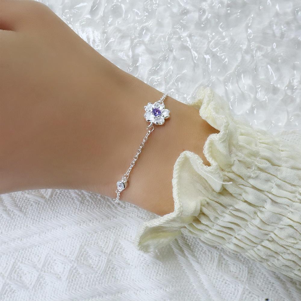 925 Silver Bracelet Bangle Simple Green Leaf Elegant Nature For Woman Girl Fashion Jewelry Gift Dropship