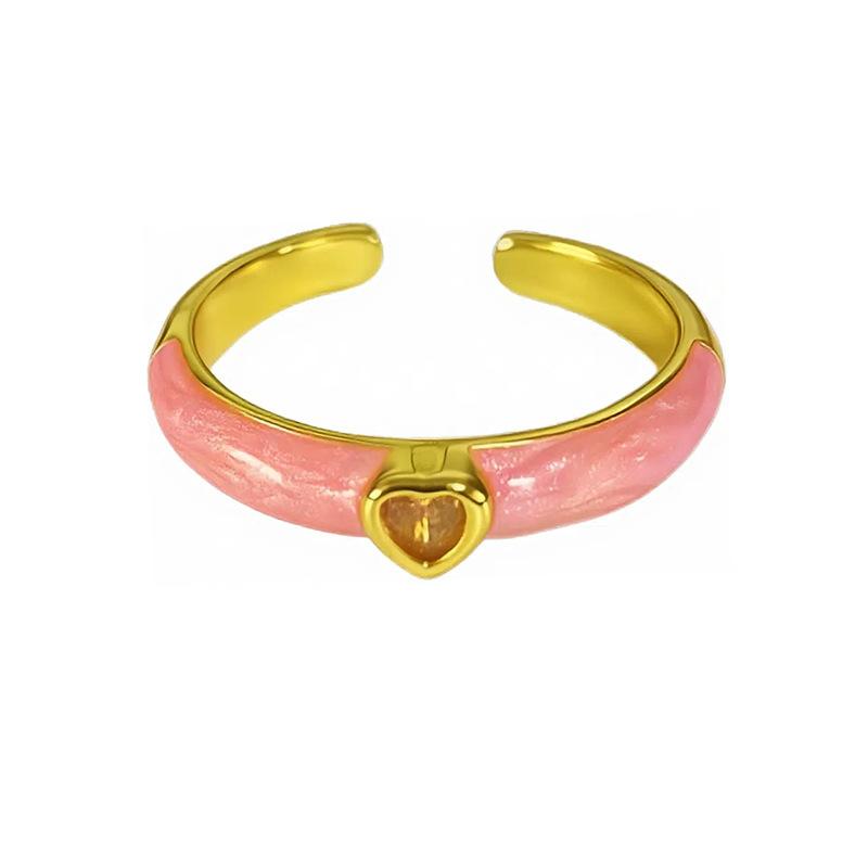 Macaron Color Set, Colored Zircon Dripping Oil, Fine Open Ring, Niche Design, Index Finger Ring, Women'S Model.