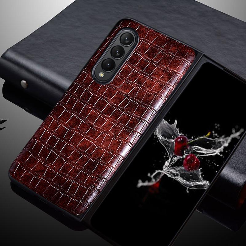 Anti-Fingerprint Luxus Krokodil Ledertasche für Samsung Galaxy Z Fold 3 5g Fold3 Anti-Scratch Handy Abdeckung