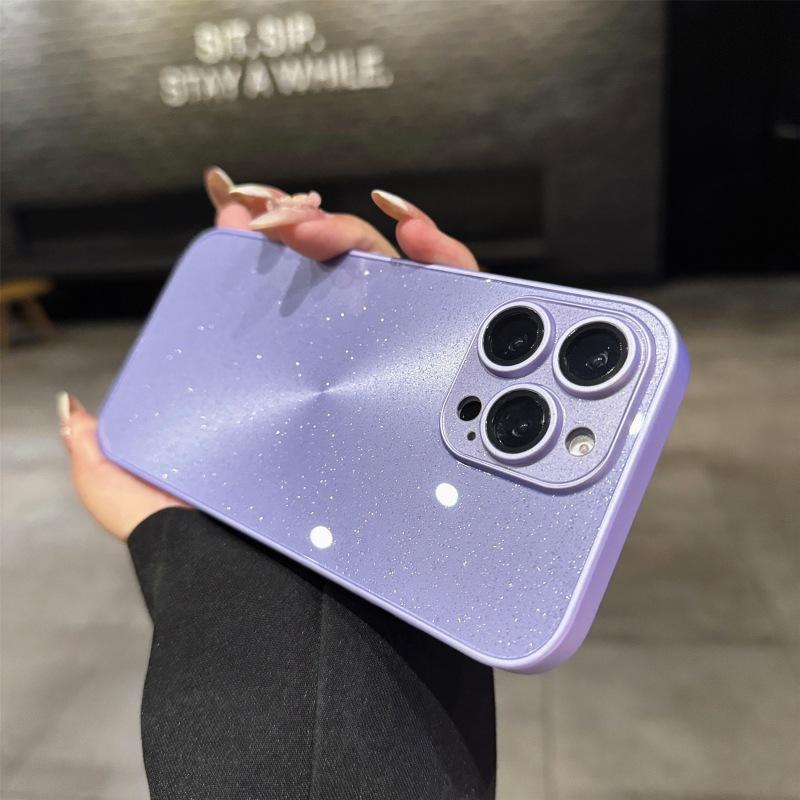 For IPhone 16 Promax Ice Crystal Sparkling Powder Phone Case for Apple 15 All Inclusive Anti Drop Magnetic Simple Protective Cover