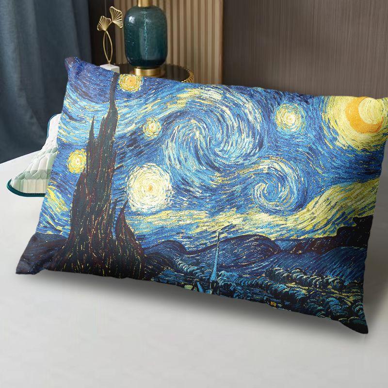 Van Gogh Oil Painting Pillow, Comfortable for Student Dormitory and Home, Single-Sided Customizable Pillow Core and Case