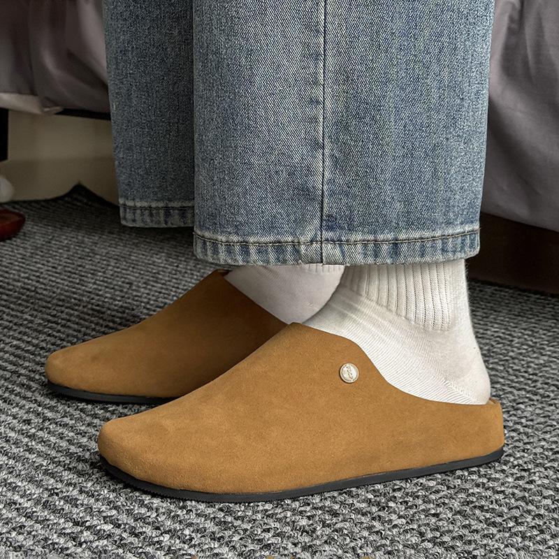 Boken bag head half slippers men's new outer wear retro fashion versatile thick bottom 85167 yellow-J