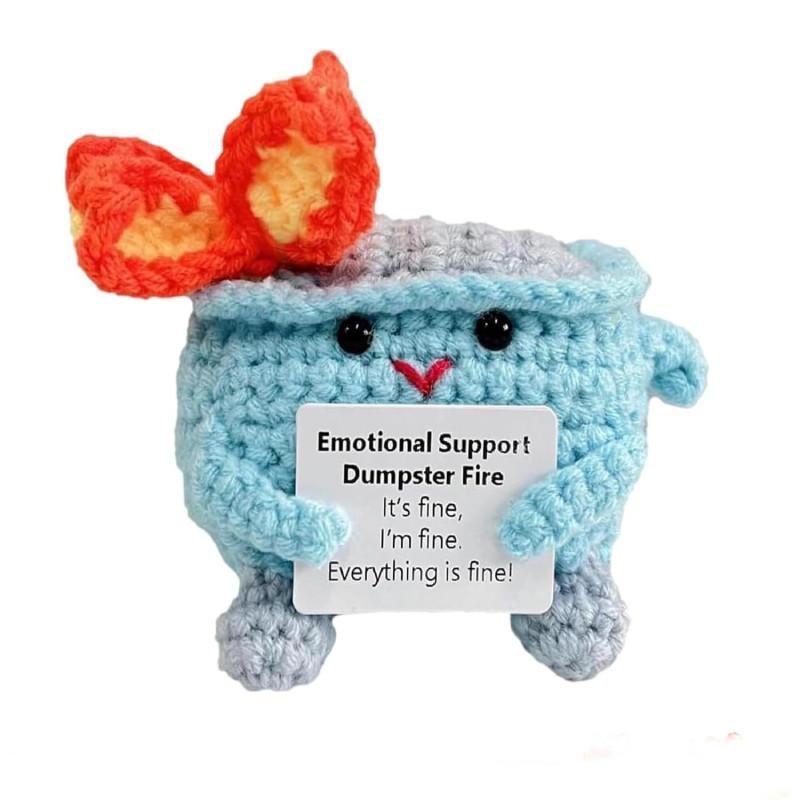 Adorable Handcrafted Crochet Emotion Support Plush Garbage Bin Decorative Figure Gift In Vibrant Colors For Modern Home Decor