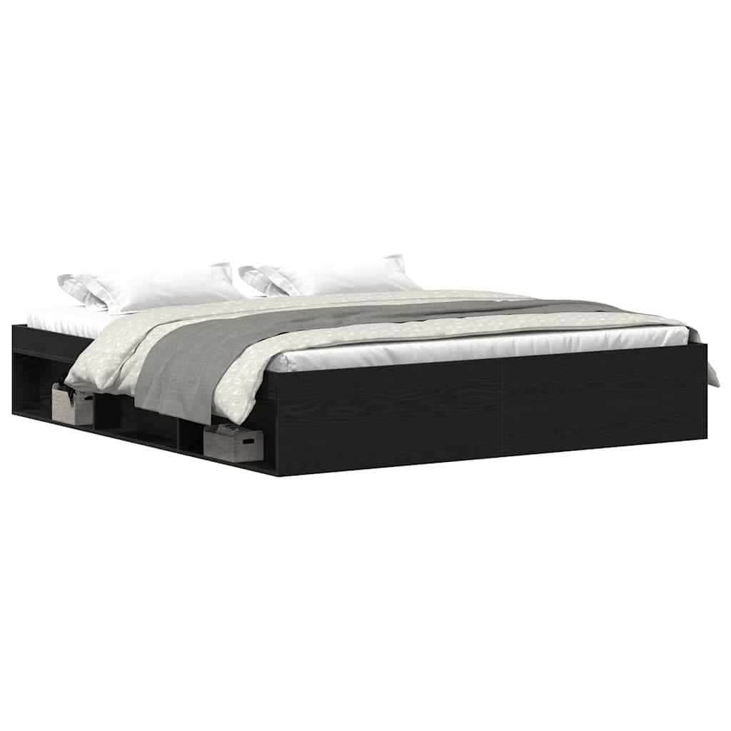 Bed Frame without Mattress Black Oak Look 200x200 cm