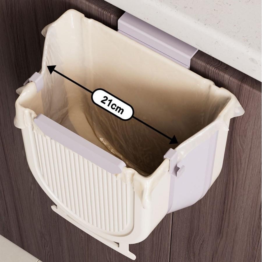 Wall-Mounted Kitchen Trash Can: Large Capacity, Folding, Hanging Waste Basket for Cabinet Doors, Creative Classified Storage.