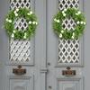 Green Clover Wreath with Daisies, Spring Summer Front Door Wreath, Irish Themed Outdoor Wall Decor, Elegant Shamrock