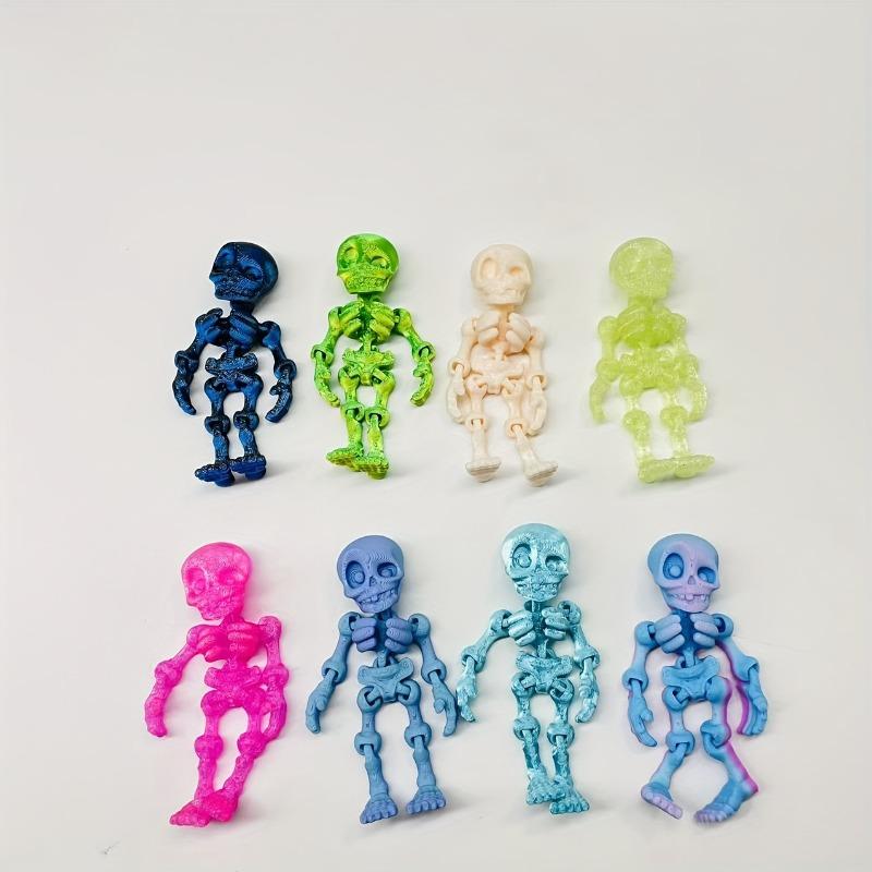 40pcs 3D Printed Colorful Gothic Horror Skull Statues Retro Terror-Themed Plastic 3D Printed Toys Skull Decorations for Home Car