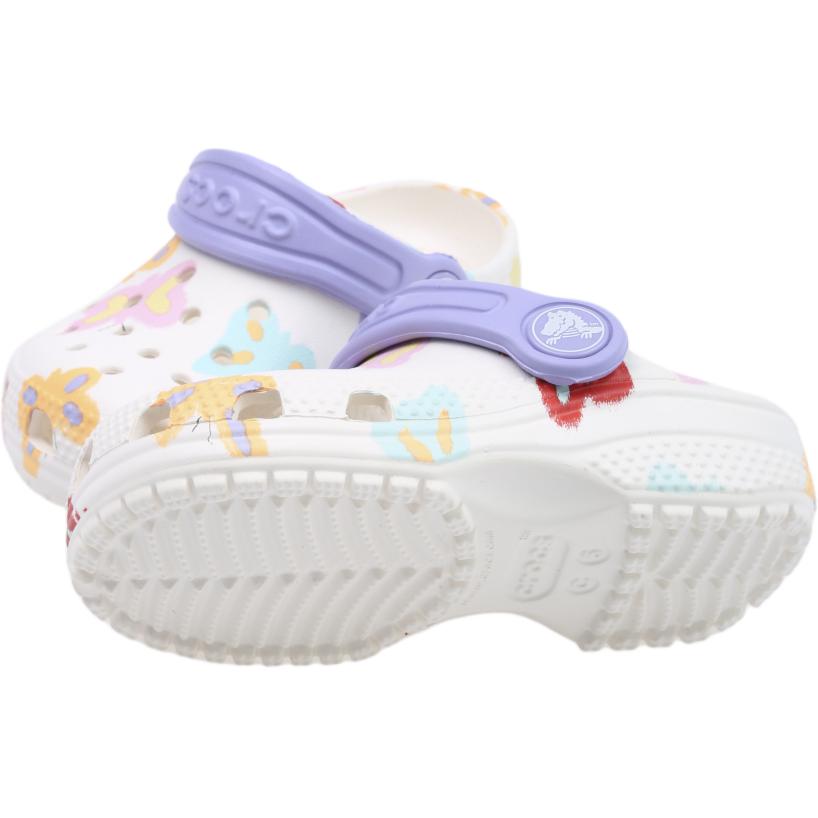 Crocs Classic Butterfly Graphic Clog Fashionable Comfortable Durable Low-Top Walking Shoes Baby clogs White Purple 211263-0WV