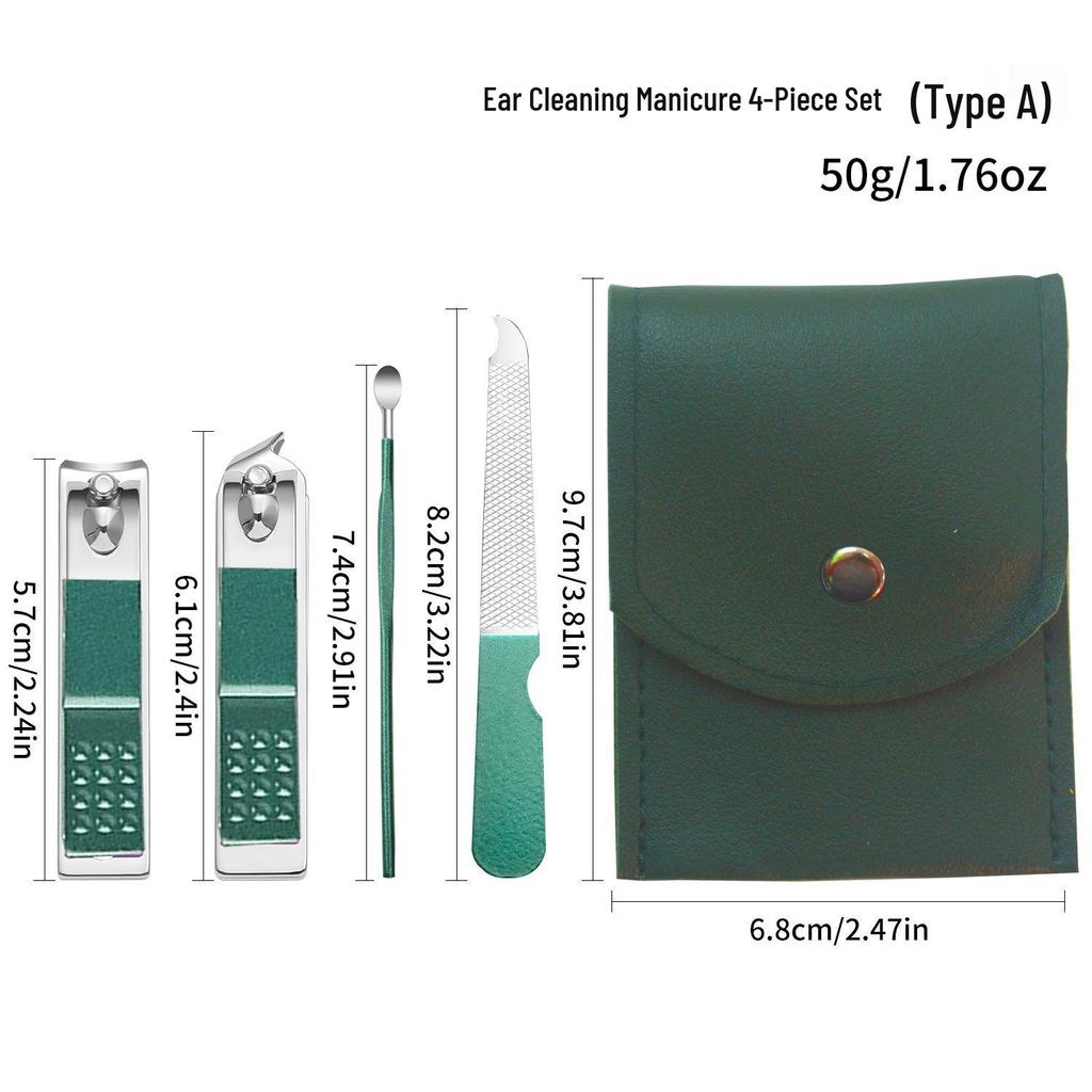 Nail Clipper & Angled File Set with Ear Pick - Manicure Tools for Women