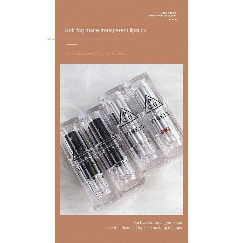 VIBELY transparentní stříbrná matná sametová rtěnka pigmentovaná voděodolná rtěnka Small Ice Cube Shape Lip Makeup Lipstick