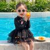 2025 Girls' Dopamine Bow Mesh Swimsuit - Holiday Fashion One-Piece Swimwear