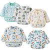 ElecMotive Long Sleeve Bibs 5 Pack Waterproof Sleeved Bib Baby Toddler Soft Bib for 6-30 Months