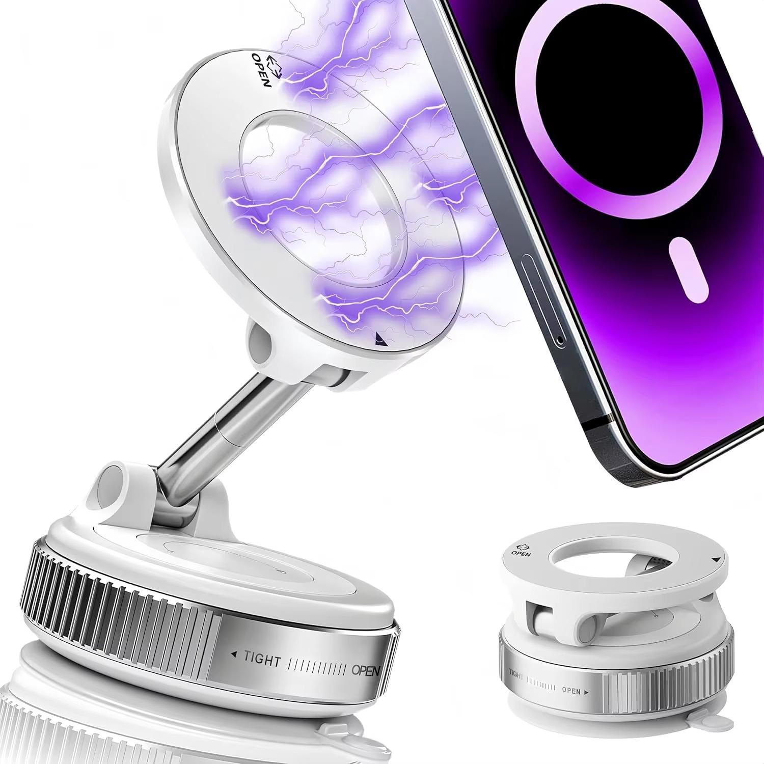 2026 Upgraded 360° Vacuum Magnetic Phone Holder Magnetic Car Phone Mount Hands-Free Suction Cup Phone Holder for Car/Gym/Mirror жёлтый