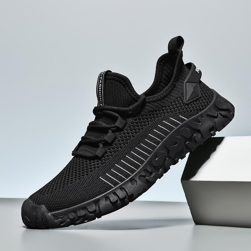 

2025 весна и лето новые летающие тканые мужские повседневные спортивные нескользящие туфли для папы с одной педалью мужские удобные прогулочные мужские туфли 39 чёрный