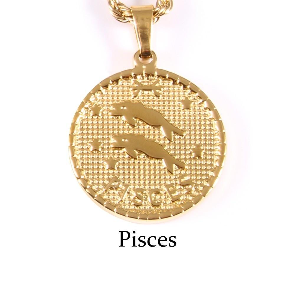 12 Sternzeichen Zodiac Zeichen Halskette 18K Gold Münzbeutel Anhänger Charms DIY Schmuckherstellung
