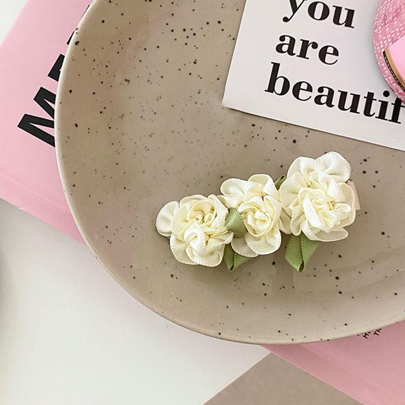 

French Retro Jasmine Flower Mini Hairpin for Women Sweet Exquisite Fabric Side Clip Hairpins Girls Hair Accessories