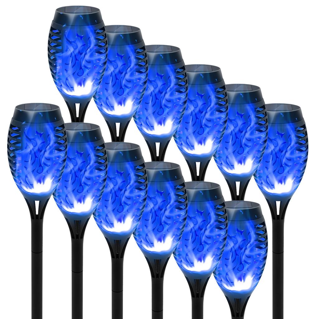 1/6/12 Pezzi Torce Solari da Esterno, Luce con Fiamme Vive Danzanti e Tremolanti per Giardino Paesaggistico Sentiero, Accensione/Spegnimento Automatico, per Decorazione Natalizia