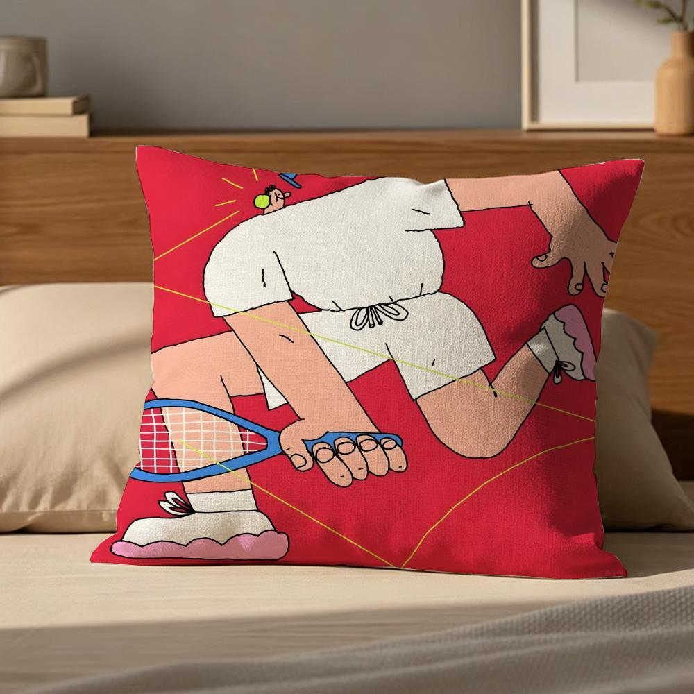 1P-Lukas Eglinskas Cushion Cover Natural Linen Pillowcase Set, All-In-One Decor For Sofa, Bedroom & Chair