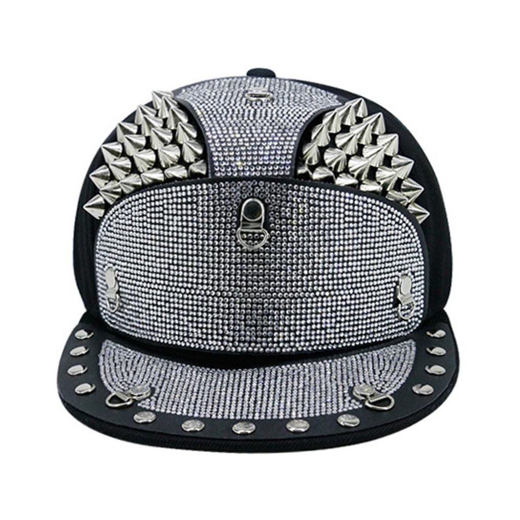 Men Women Baseball Hat Outdoor Wide Flat Brim Hip Hop Rivet Hat Fashion Breathable Street Spike Studded Cap