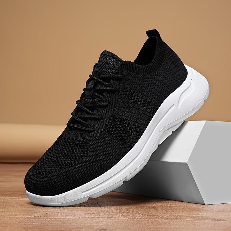 Large size summer breathable mesh shoes fly-woven mesh soft sole autumn black sneakers casual