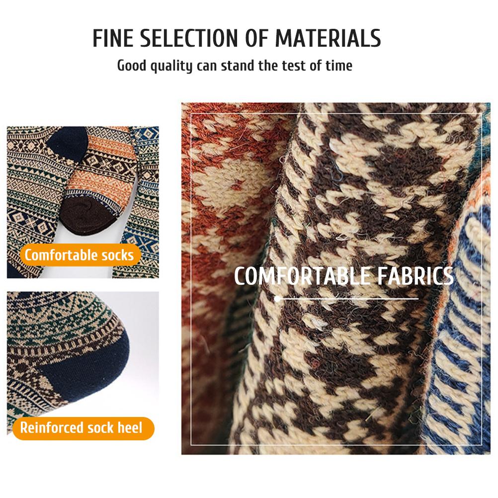 5 Pairs Wool Socks for Women Men Vintage Winter Warm Thick Cozy Socks Knitted Casual Soft Socks
