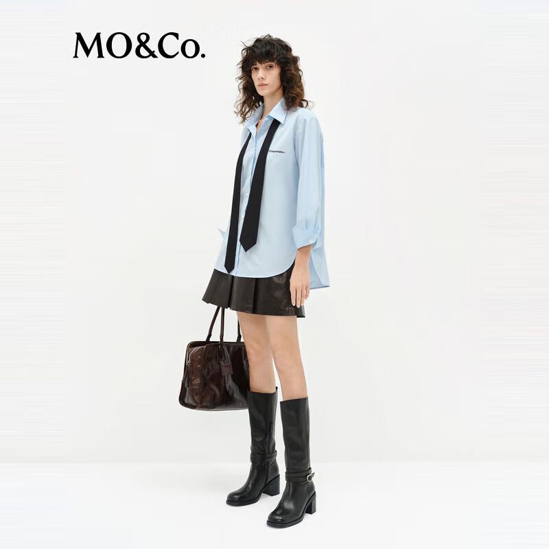 

MO&Co. Retro Faux Leather High-Waist Pleated Mini Skirt