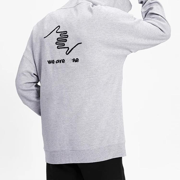 Li-Ning Wade Series Letter Print Loose Hoodie Unisex Hoodies Gray AWDS113-3