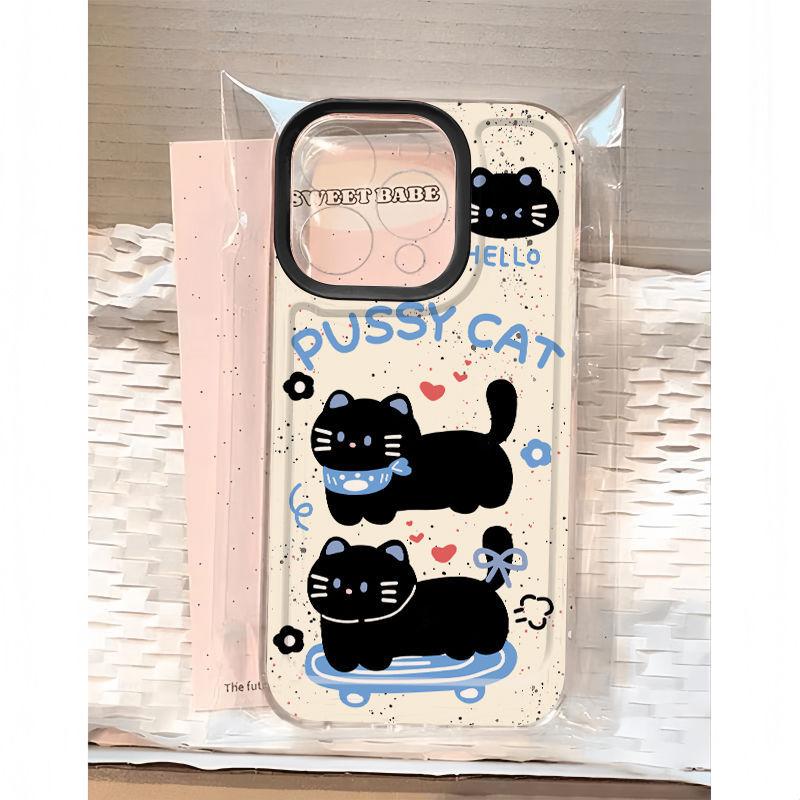 

Cute Little Black Cat Space Shell Suitable for IPhone16pro Mobile Phone Shell Apple 15 Protective Case 14 13 Soft Shell 12 Apple 16