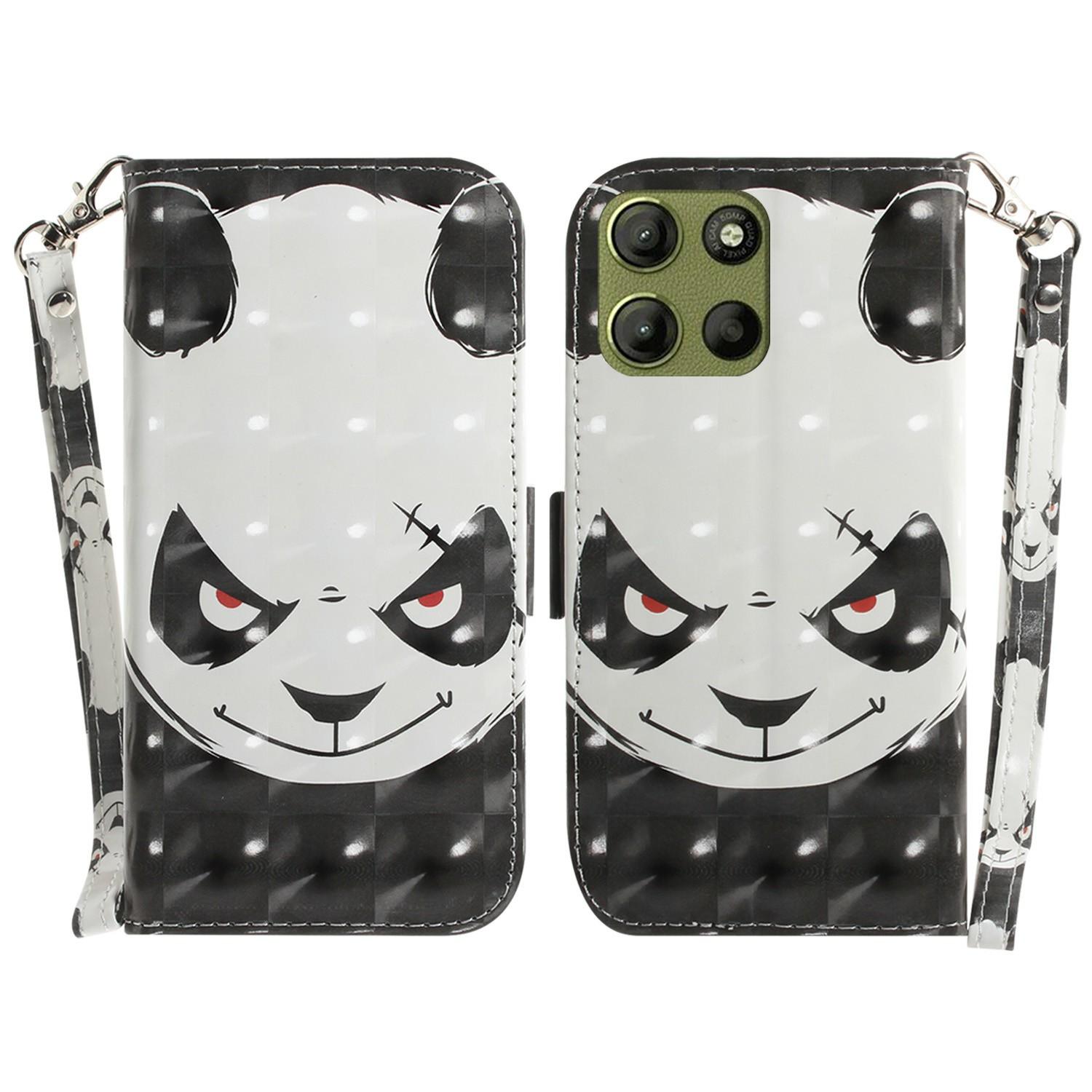 

For Motorola Moto G15 4G Case Pattern Printing Leather Wallet Phone Cover Angry Panda