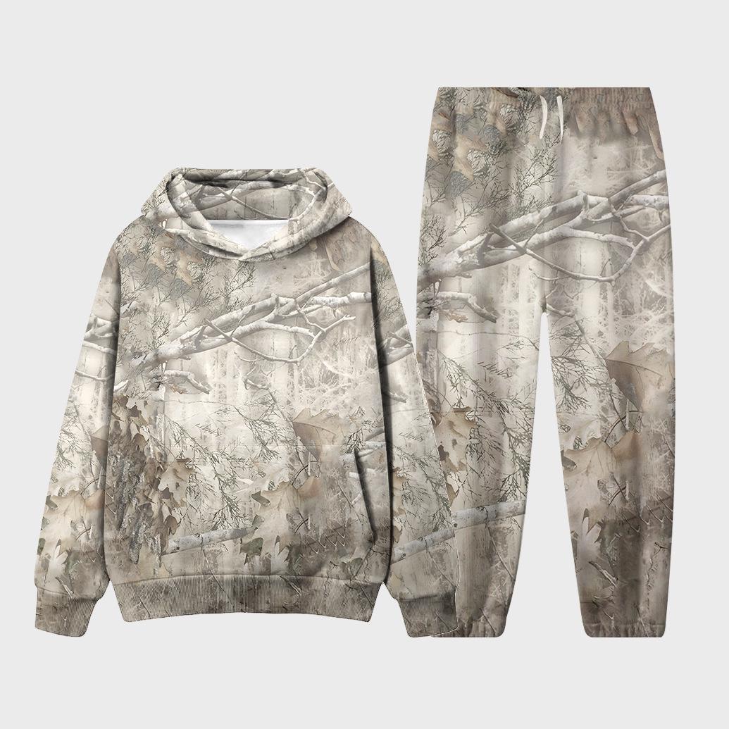 

2024 Maple Leaf 3D Print Fleece Hoodie Set for Couples M