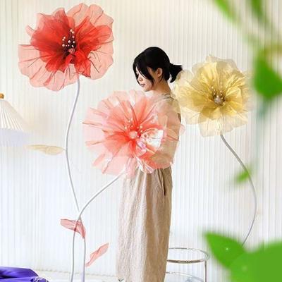 3D Large Gauze Poppy Flower 50cm Big Silk Mesh Flower Artificial Flower Home Decor