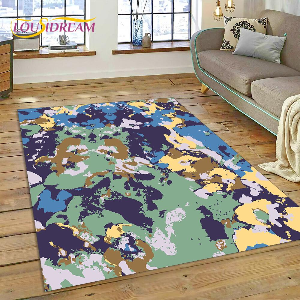 2025 Colorful Camo Green Camouflage Carpet Rug for Living Room Bedroom Home Sofa Decoration Play Area Rug Non-slip Floor Mat
