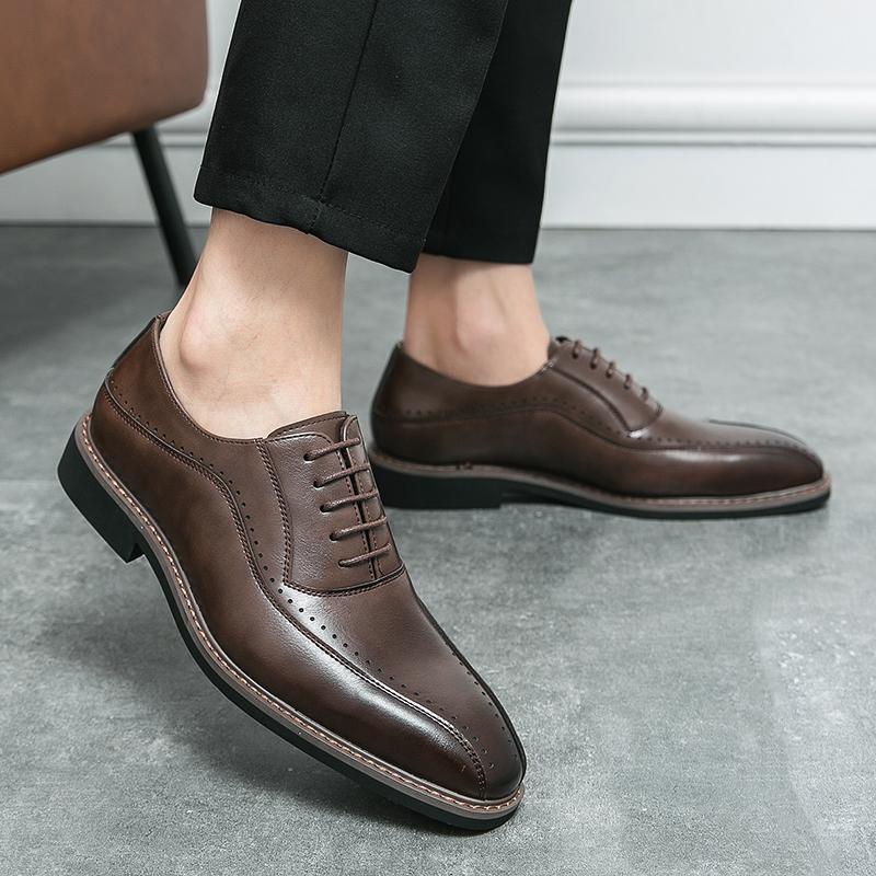 Fashion Business men's leather shoes Classic and Gentleman British Style Party and groom's wedding Hot selling Black brown shoes