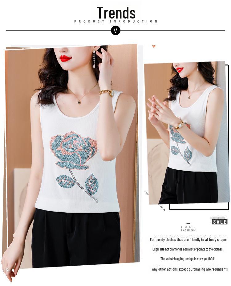 Women's Diamond Camisole: Slim Fit, Large Size, Elastic, Sleeveless Vest for Spring and Summer