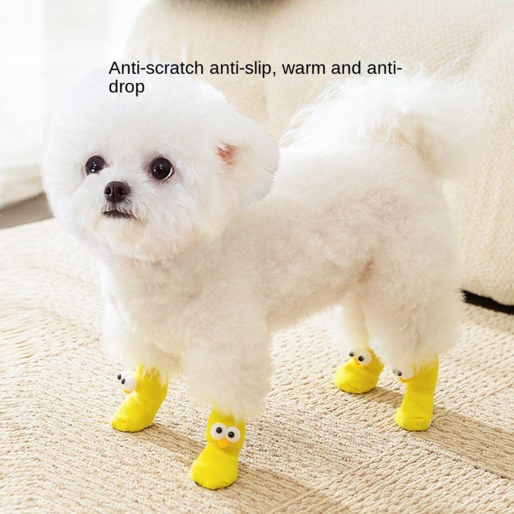 4pcs Puppy Shoes Dog Socks Pet Socks Knitted Pet Socks for Small Breeds Spitz York Dogs Chihuahua